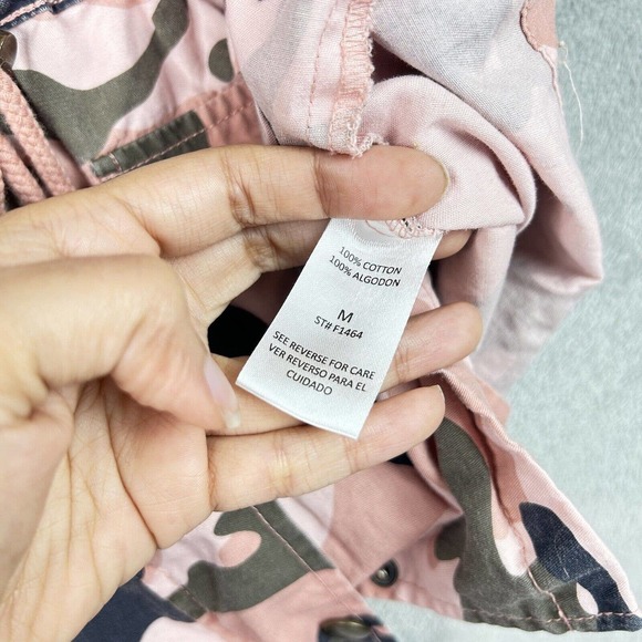 Forme Mode Jacket Womens Medium Pink Camouflage Long Sleeves Pockets Hooded - Picture 6 of 14